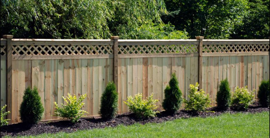 Wood privacy fence with lattice top